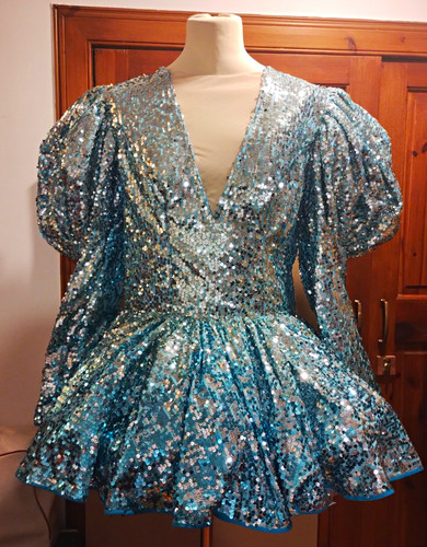 Blue silver sequin dress puff - blue/silver,